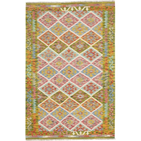 Tappeto Kilim Afghanistan marrone verde 124x190