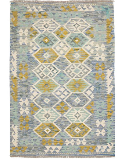Tappeto Kilim Afghanistan azzurro arancione 127x188