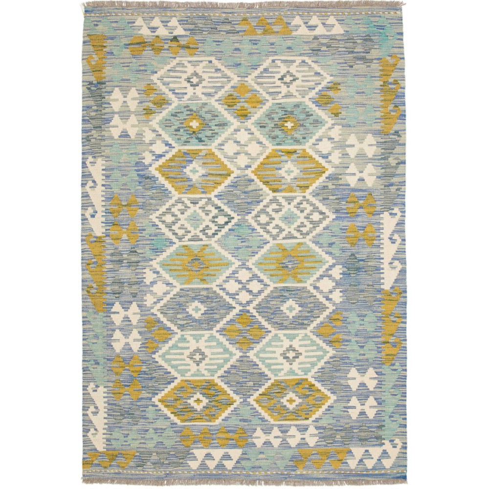 Tappeto Kilim Afghanistan azzurro arancione 127x188