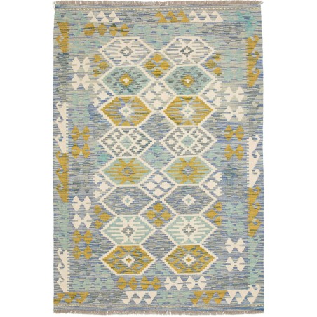 Tappeto Kilim Afghanistan azzurro arancione 127x188