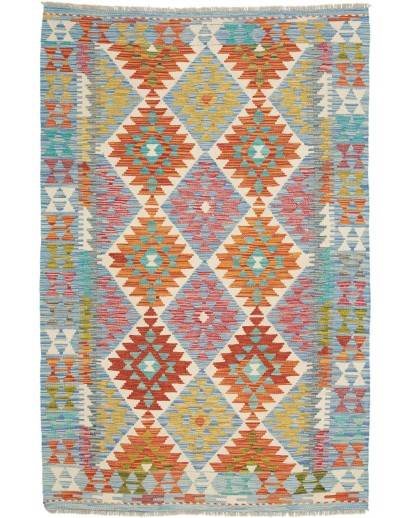 Tappeto Kilim Afghanistan azzurro marrone 127x197