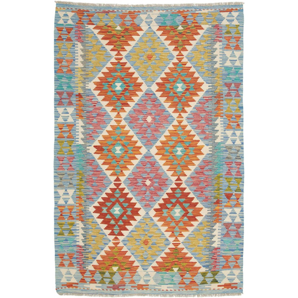 Tappeto Kilim Afghanistan azzurro marrone 127x197