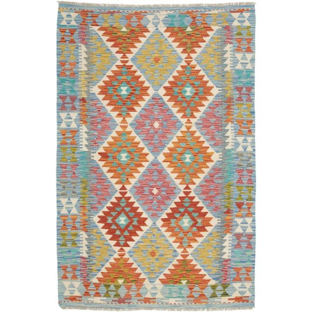 Tappeto Kilim Afghanistan azzurro marrone 127x197