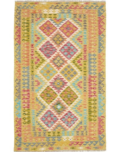 Tappeto Kilim Afghanistan marrone bianco 118x195