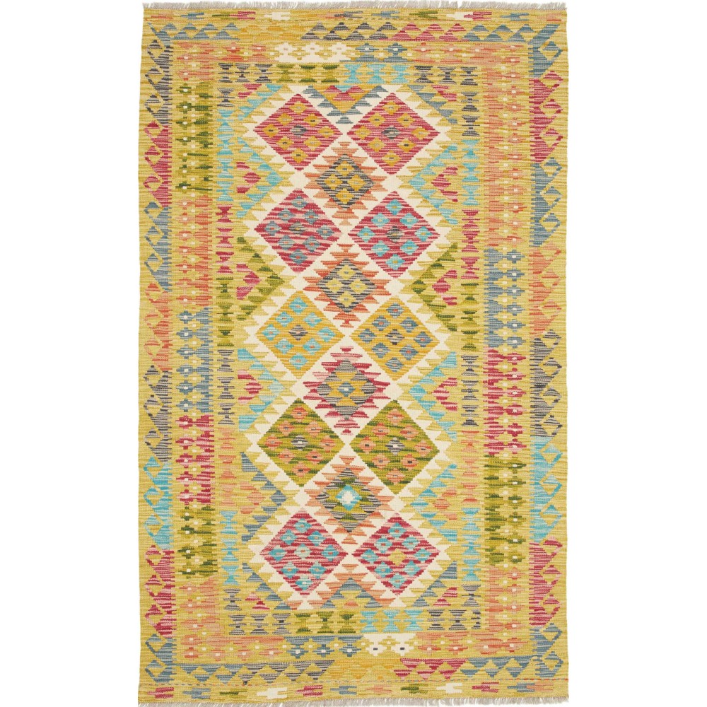 Tappeto Kilim Afghanistan marrone bianco 118x195