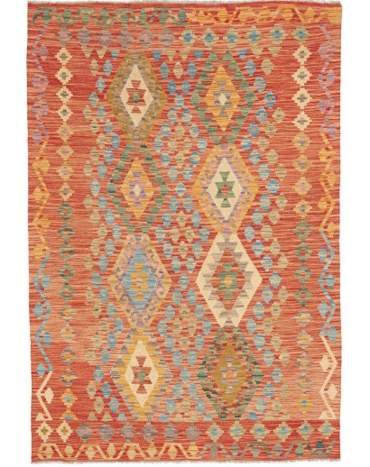 Tappeto Kilim Afghanistan arancione bianco 125x184