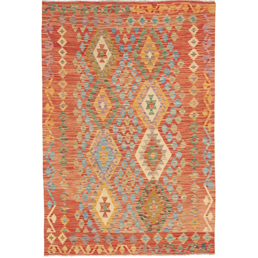 Tappeto Kilim Afghanistan arancione bianco 125x184