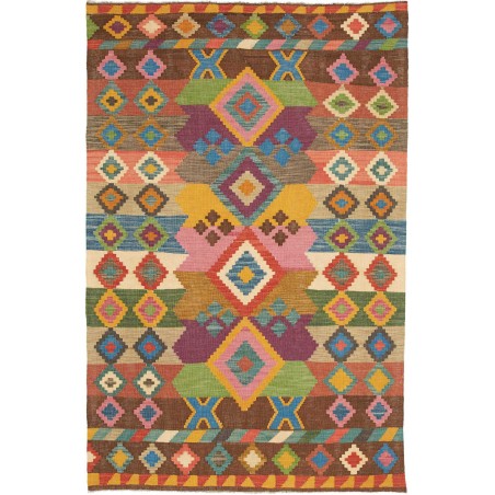 Tappeto Kilim Afghanistan arancione marrone 126x192