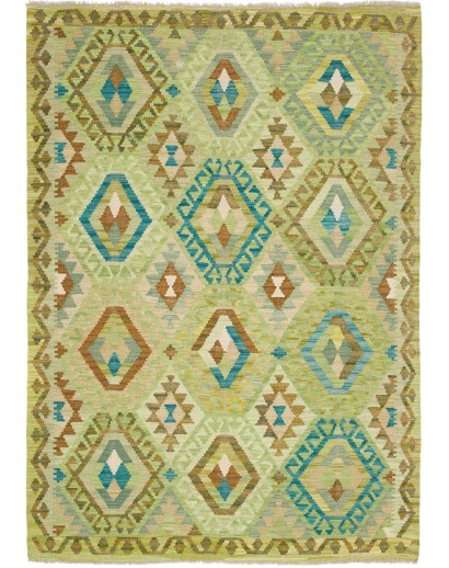 Tappeto Kilim Afghanistan marrone verde 131x186