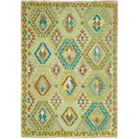 Tappeto Kilim Afghanistan marrone verde 131x186