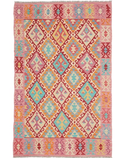 Tappeto Kilim Afghanistan marrone blu 124x195