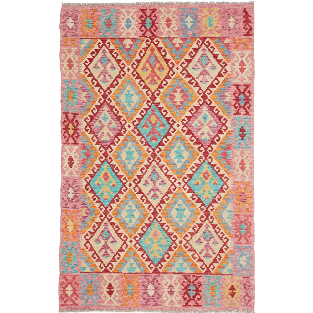 Tappeto Kilim Afghanistan marrone blu 124x195
