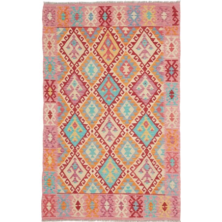 Tappeto Kilim Afghanistan marrone blu 124x195
