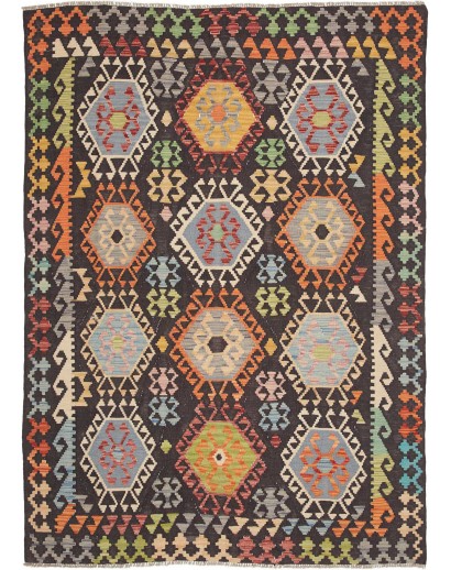 Tappeto Kilim Afghanistan azzurro giallo 151x207