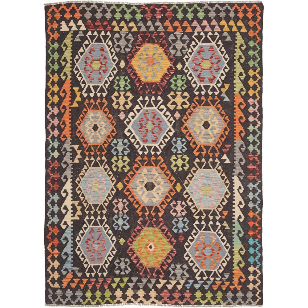 Tappeto Kilim Afghanistan azzurro giallo 151x207