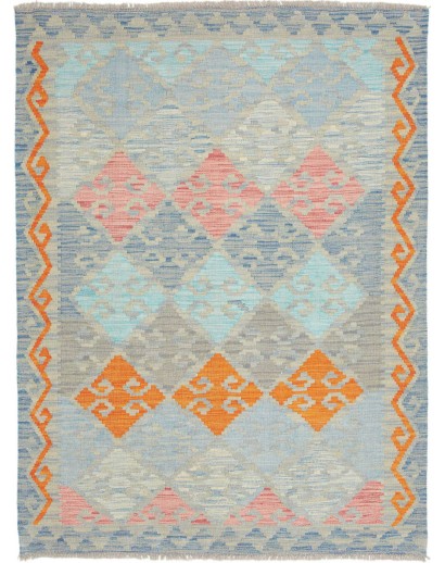Tappeto Kilim Afghanistan beige arancione 129x176