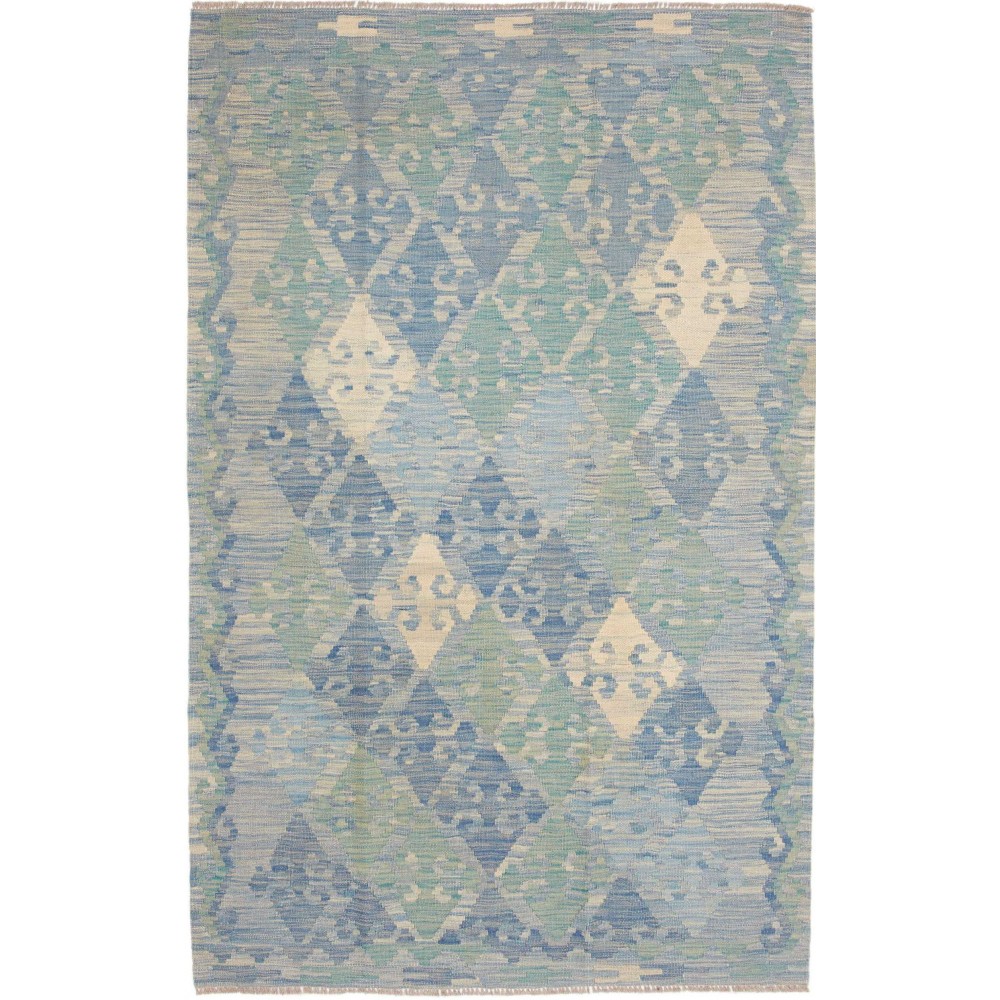 Tappeto Kilim Afghanistan azzurro bianco 127x199