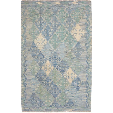 Tappeto Kilim Afghanistan azzurro bianco 127x199