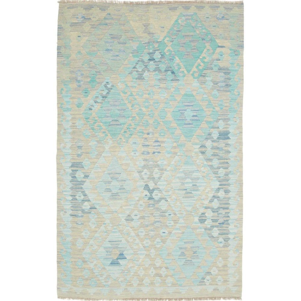Tappeto Kilim Afghanistan beige azzurro 121x184