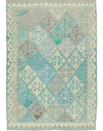 Tappeto Kilim Afghanistan azzurro grigio 126x182