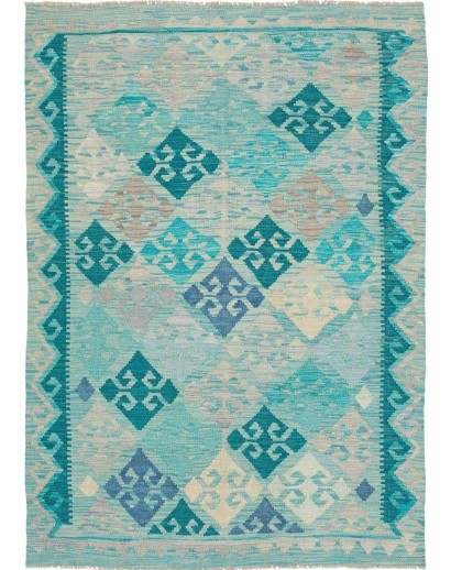 Tappeto Kilim Afghanistan azzurro verde 127x176