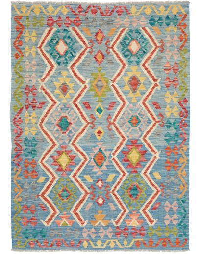 Tappeto Kilim Afghanistan azzurro marrone 125x172