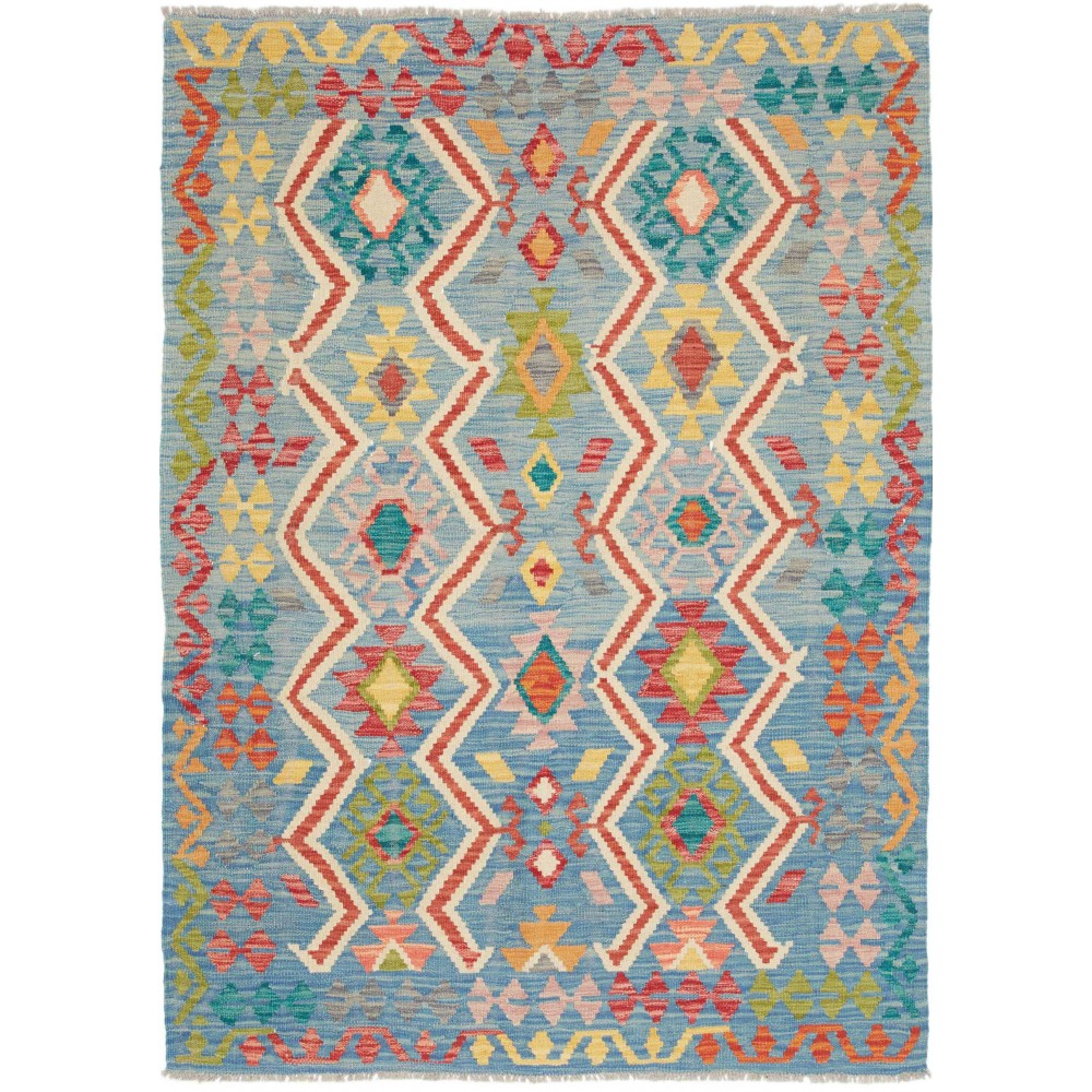 Tappeto Kilim Afghanistan azzurro marrone 125x172