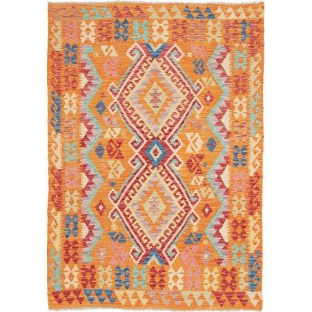 Tappeto Kilim Afghanistan arancione marrone 122x174