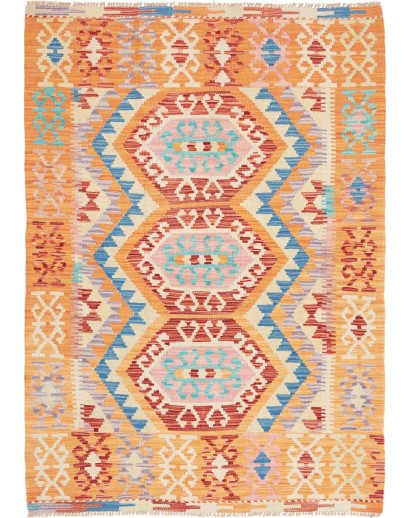 Tappeto Kilim Afghanistan marrone blu 101x139