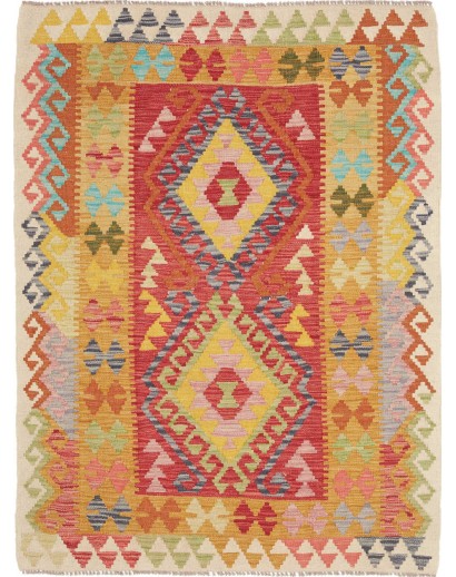 Tappeto Kilim Afghanistan marrone arancione 111x144