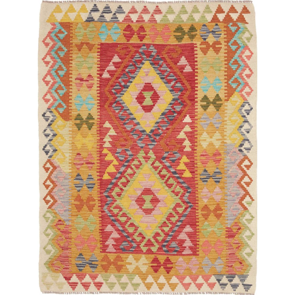 Tappeto Kilim Afghanistan marrone arancione 111x144