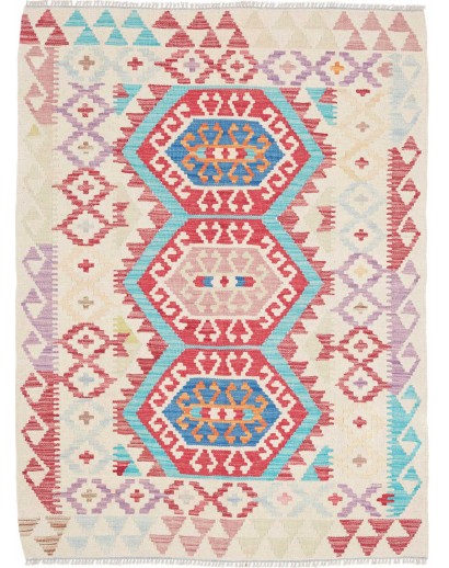 Tappeto Kilim Afghanistan bianco blu 106x138