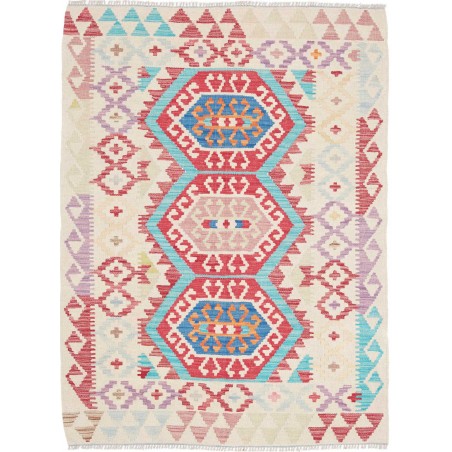 Tappeto Kilim Afghanistan bianco blu 106x138