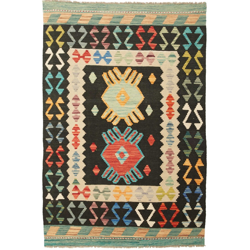 Tappeto Kilim Afghanistan marrone grigio 101x150