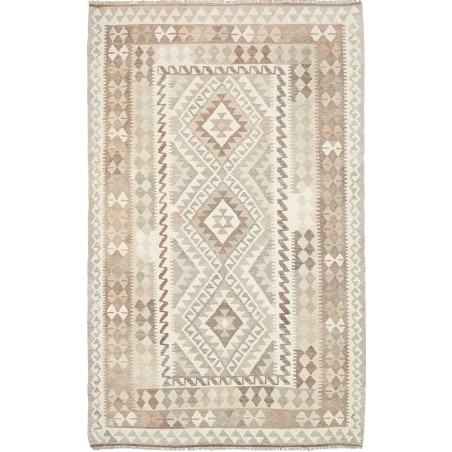 Tappeto Kilim Afghanistan bianco marrone 127x201