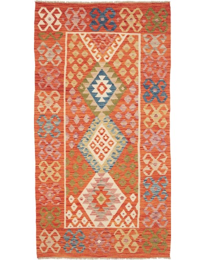 Tappeto Kilim Afghanistan arancione giallo 104x198