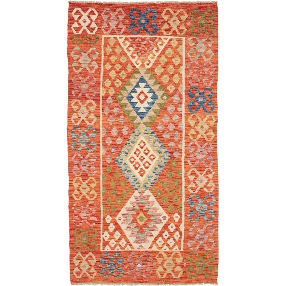 Tappeto Kilim Afghanistan arancione giallo 104x198
