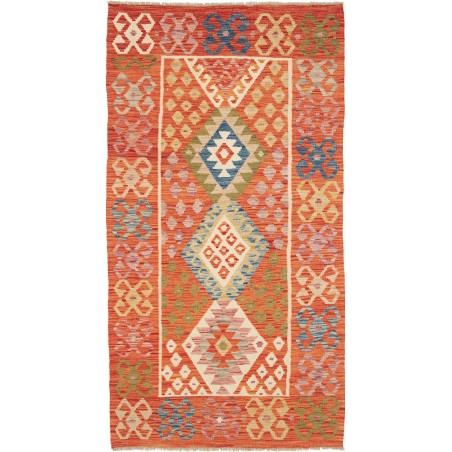 Tappeto Kilim Afghanistan arancione giallo 104x198
