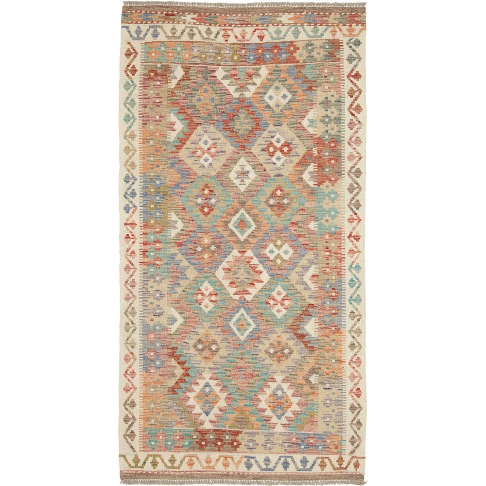 Tappeto Kilim Afghanistan marrone bianco 103x199