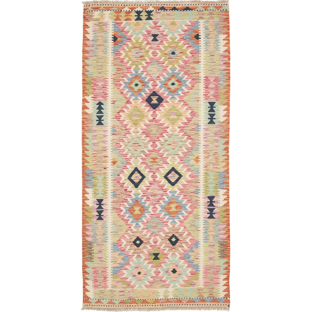 Tappeto Kilim Afghanistan marrone giallo 99x204