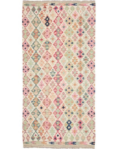 Tappeto Kilim Afghanistan beige azzurro 101x204