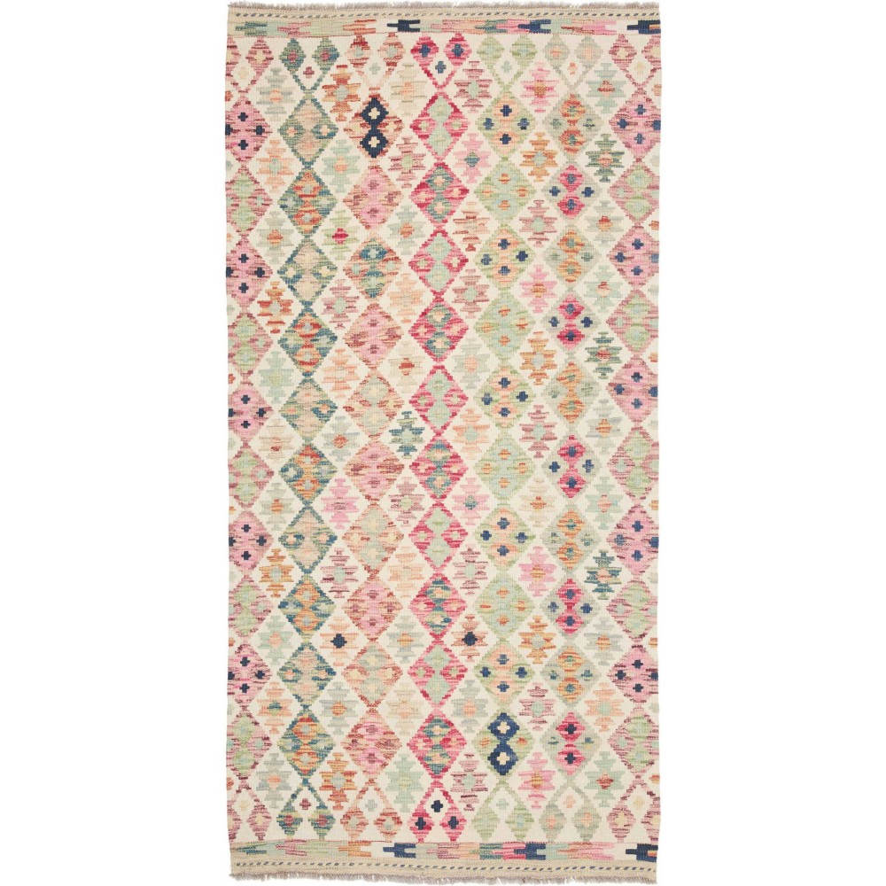 Tappeto Kilim Afghanistan beige azzurro 101x204