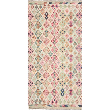 Tappeto Kilim Afghanistan beige azzurro 101x204