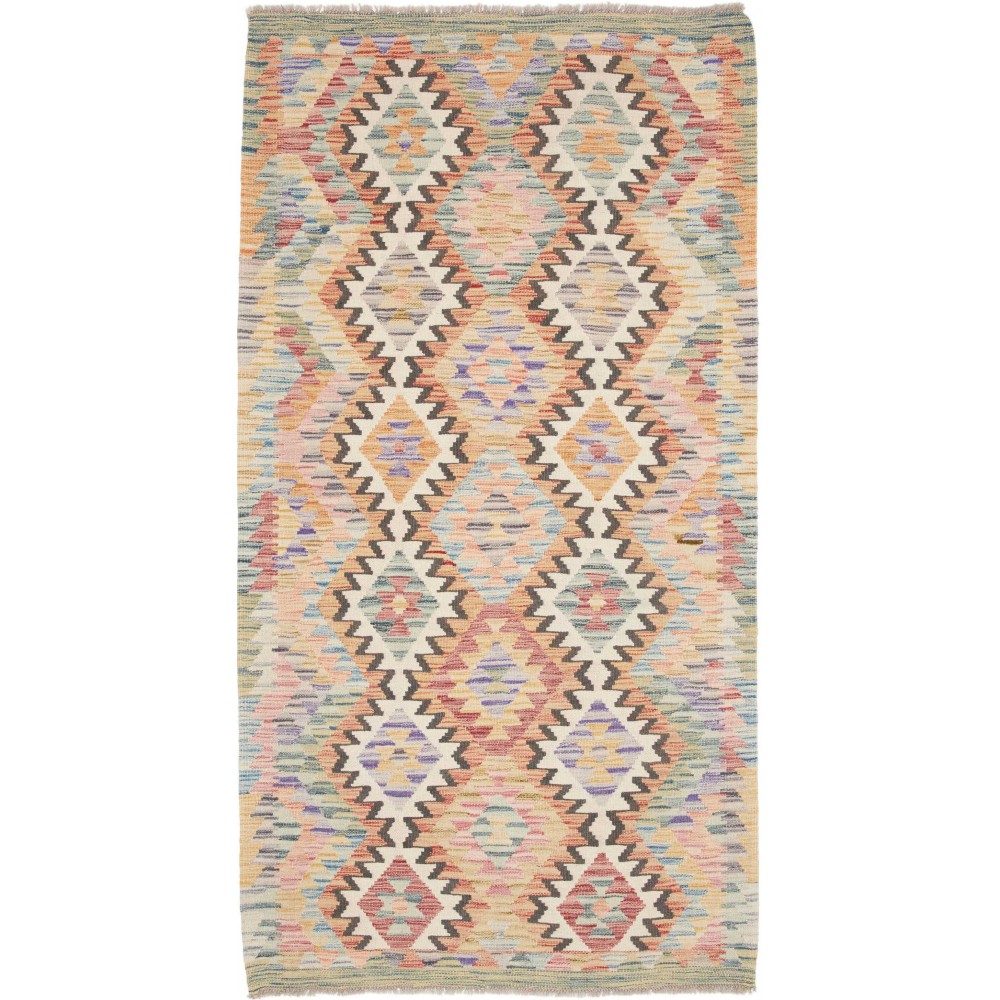 Tappeto Kilim Afghanistan marrone verde 107x199