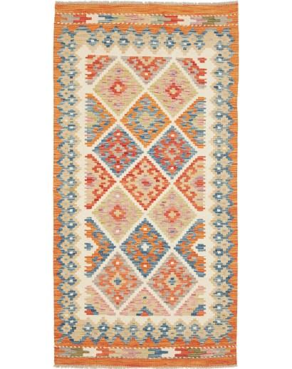 Tappeto Kilim Afghanistan marrone azzurro 100x197