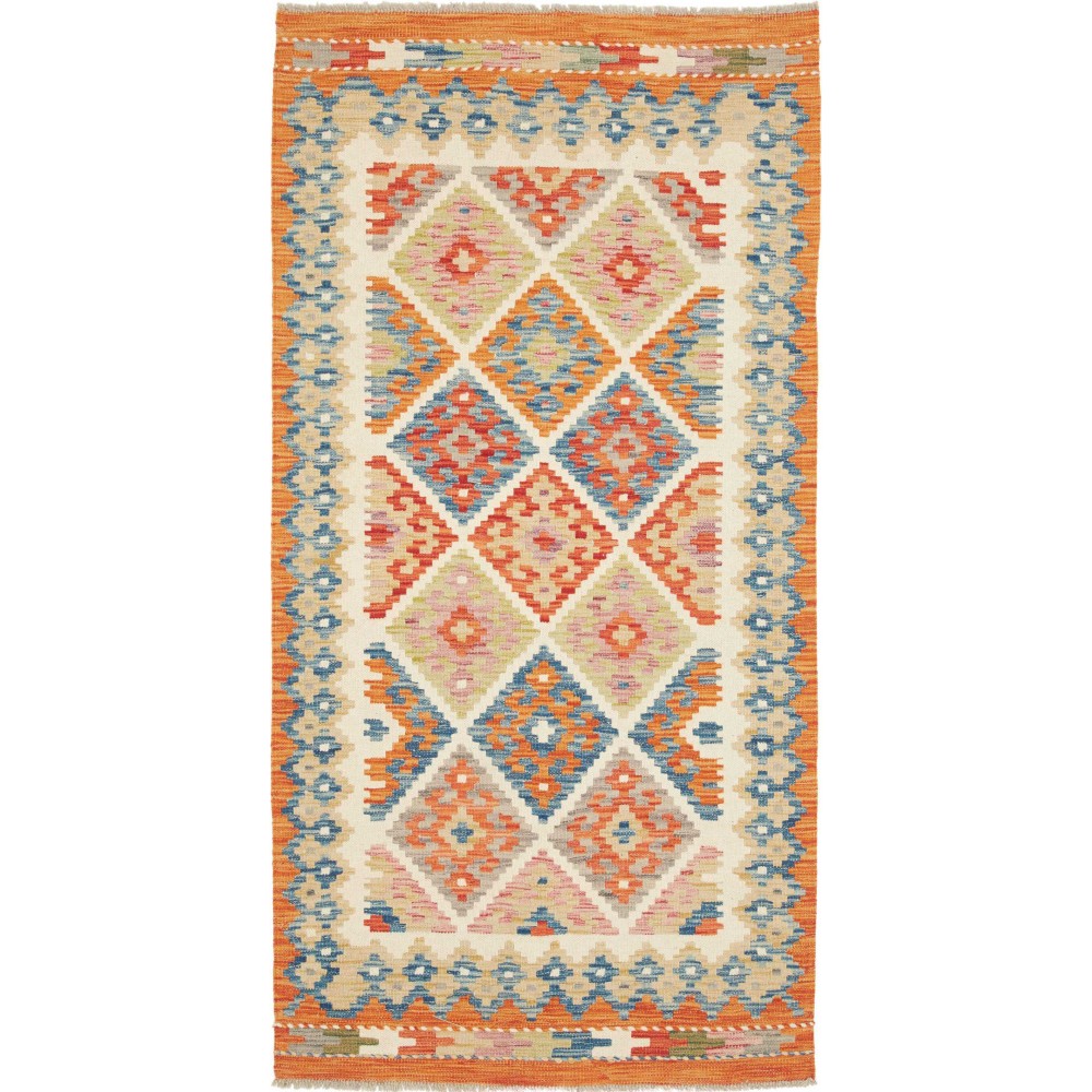 Tappeto Kilim Afghanistan marrone azzurro 100x197