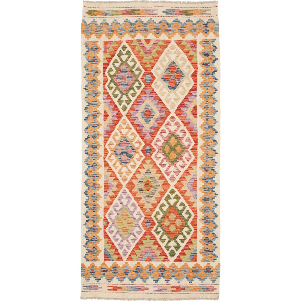 Tappeto Kilim Afghanistan marrone arancione 95x202