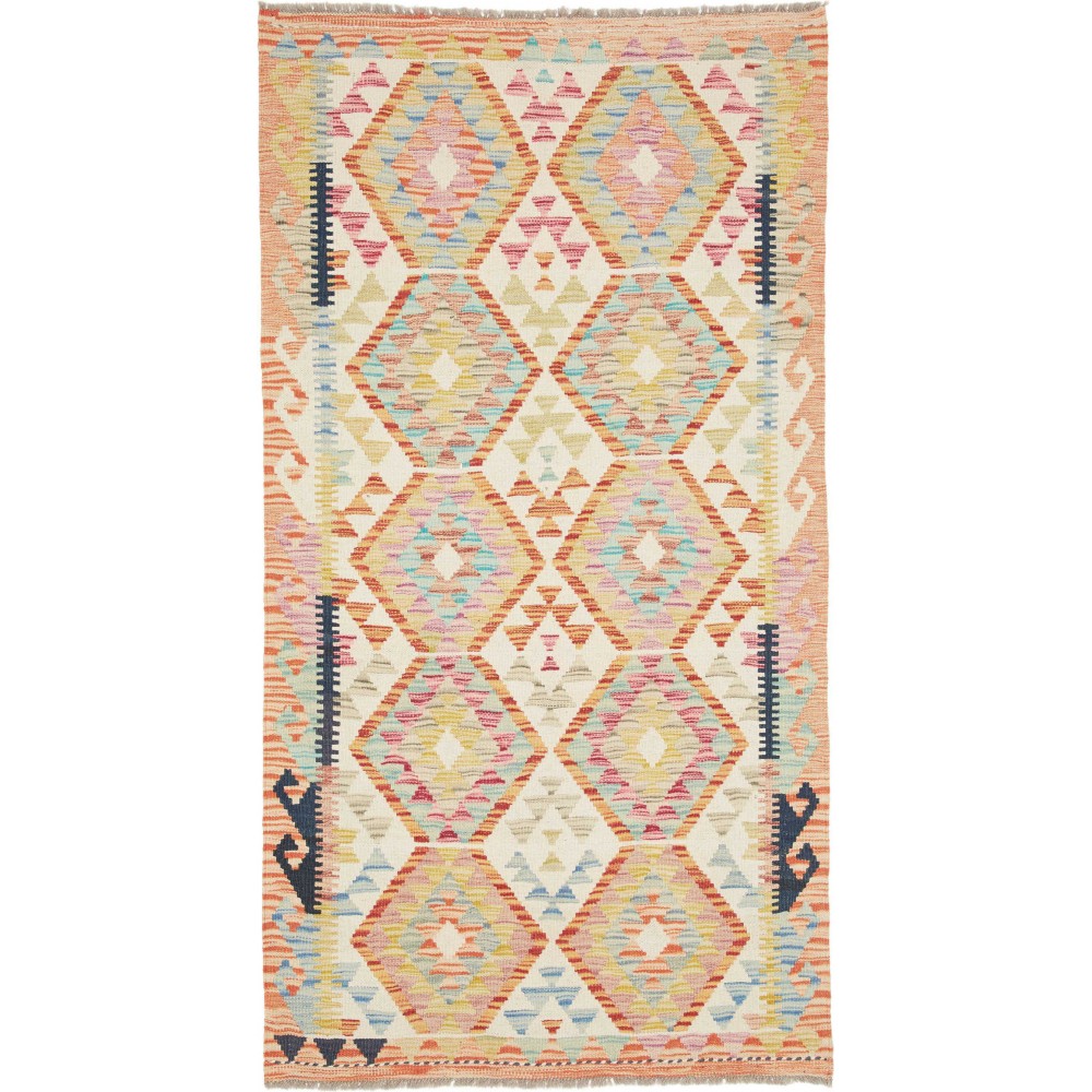 Tappeto Kilim Afghanistan giallo arancione 104x193