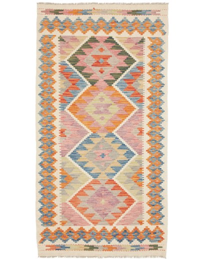 Tappeto Kilim Afghanistan beige arancione 101x192