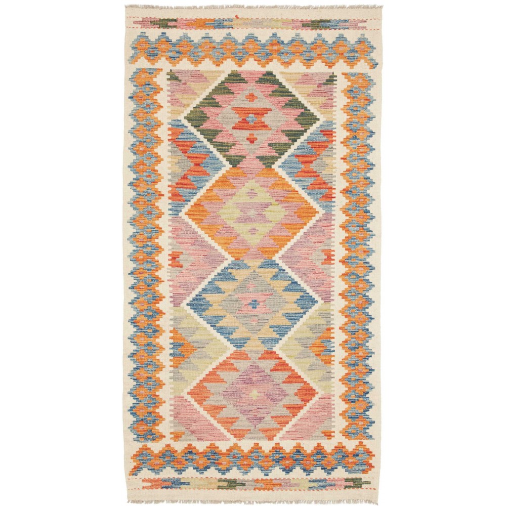 Tappeto Kilim Afghanistan beige arancione 101x192